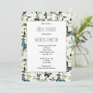 Chic Romantic Blue Butterflies Vrijgezellenfeest Kaart