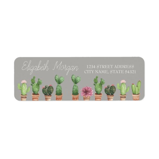 Chic Romantic Cactus Address Label (Voorkant)