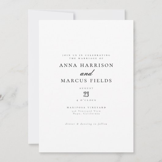 Chic Romantic Elegant Classic Wedding Kaart (Voorkant)