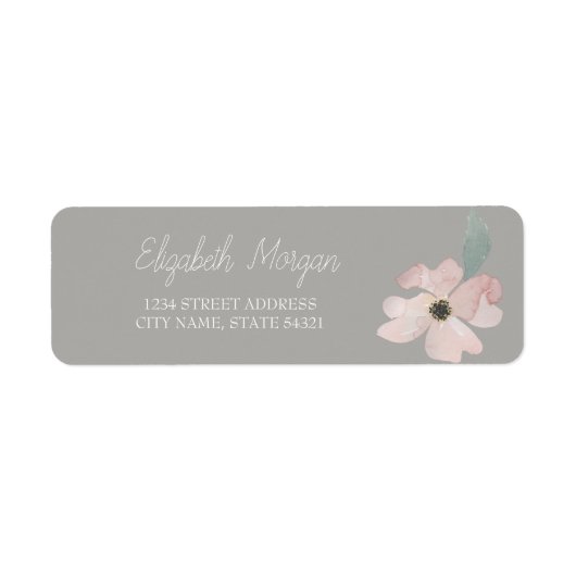 Chic Romantic Waterverf Flower Address Label (Voorkant)