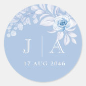 Chic romantique Classique Bleu Sticker Floral & Ét (Devant)