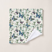 Chic Romantique Fête des mariées de papillons bleu (Gant de toilette)