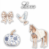 Chic Romantisch Blauw Wit Bloemen Huwelijk Sticker (Voorkant)