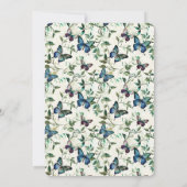Chic Romantisch Blauwe Vlinders Trouwen Kaart (Achterkant)