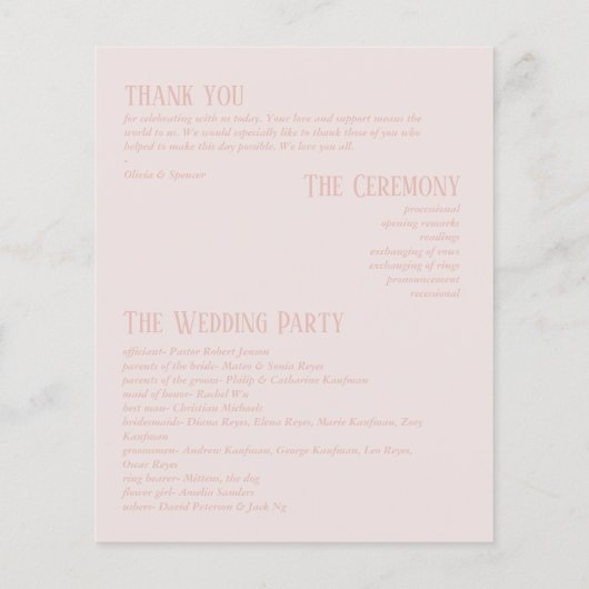 Chic Romantisch Oud Geld Trouwprogramma (Achterkant)