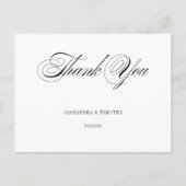 Chic Romantisch Zwart Wit Script Wedding Dank u Briefkaart (Voorkant)