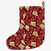 Chic Rood Goud Diamanten Kerstmis Grote Kerstsok (Achterkant)