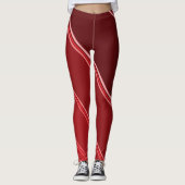 Chic Rood onder Grijze Banden Print Leggings (Voorkant)