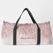 Chic roos blush gold glitter druppelt monogram plunjezak (Voorkant)