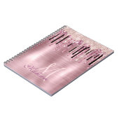 Chic roos blush roze druppelmonogram notitieboek (Linkerzijde)