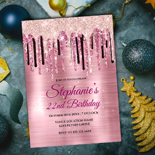 Chic roos blush roze druppelmonogram notitieboek kaart