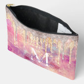 Chic roos blush roze glitter druppelt monogram etui (Open)