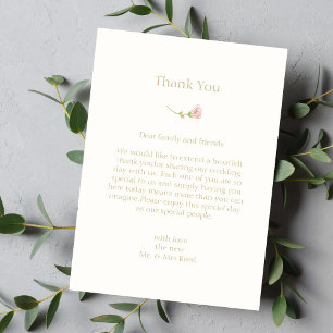 Chic Roos Flat Wedding Bedankt Card
