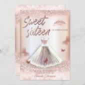 Chic Roos Glittery dress vlinder tiara Kaart (Voorkant / Achterkant)