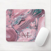 Chic Roos Gold Agate Geode Sparkle Monogram Muismat (Met muis)