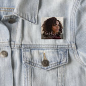 Chic Roos Gold & Black Graduation Party | Foto Vierkante Button 5,1 Cm (In situ)