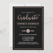 Chic Roos Gold & Black Script & Script Afstuderen Kaart (Voorkant)