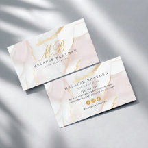 Chic Roos Gold Blush Pink Marble Monogram