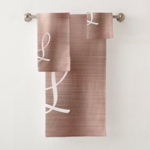 Chic Roos Gold Bored Metal Pink Monogram Bad Handdoek