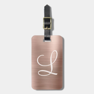 Chic Roos Gold Bored Metal Pink Monogram Bagagelabel