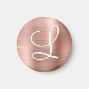 Chic Roos Gold Bored Metal Pink Monogram Magneet