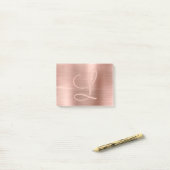 Chic Roos Gold Brushed Metallic Monogram script Post-it® Notes (Op bureau)