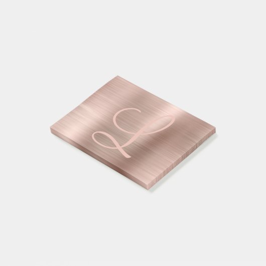 Chic Roos Gold Brushed Metallic Monogram script Post-it® Notes (Schuin)