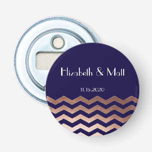 Chic Roos Gold Chevron Wedding Favoriet Flesopener Button Flesopener
