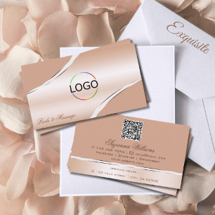 Chic Roos Gold Coral Curved Lines Logo en QR-code Visitekaartje