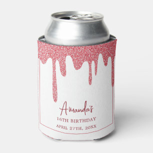 Chic Roos Gold Drip Glitter Sweet 16 Birthday Blikjeskoeler