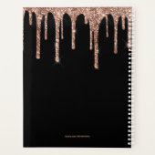 Chic Roos Gold Dripping Glitter Monogram naam 2023 Planner (Achterkant)