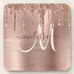 Chic Roos Gold Driving Glitter Brushed Metal Glam Bier Onderzetter