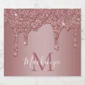 Chic Roos Gold Driving Glitter Monogram Likeurfles Etiket (Enkel label)