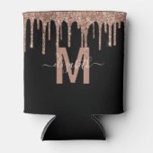 Chic Roos Gold Driving Glitter Monogram Naam Blikjeskoeler (Voorkant)