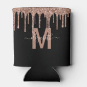 Chic Roos Gold Driving Glitter Monogram Naam Blikjeskoeler (Achterkant)