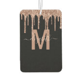 Chic Roos Gold Driving Glitter Monogram Naam Luchtverfrisser (Achterkant)