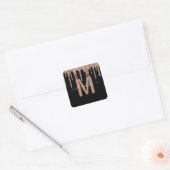 Chic Roos Gold Driving Glitter Monogram Naam Vierkante Sticker (Envelop)