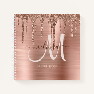 Chic Roos Gold Driving Glitter Monogram Schets Notitieboek