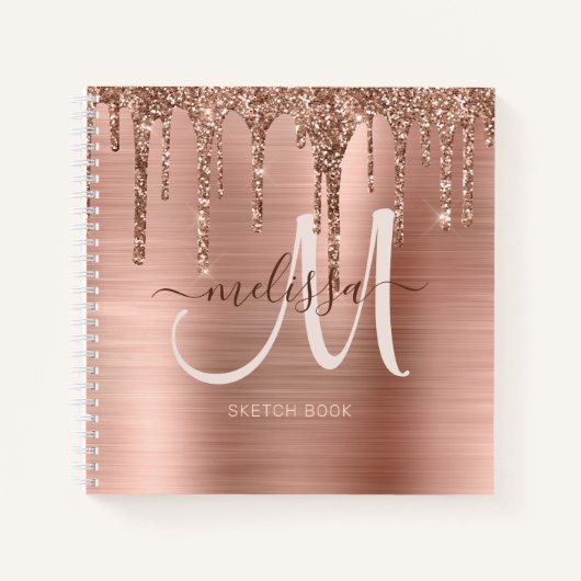 Chic Roos Gold Driving Glitter Monogram Schets Notitieboek (Voorkant)