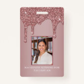 Chic Roos Gold Driving Sparkle Glitter Monogram Badge (Voorkant)