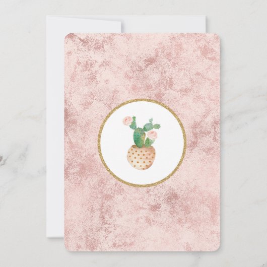 Chic Roos Gold Fiesta Baby shower Uitnodigen Geome Kaart (Achterkant)