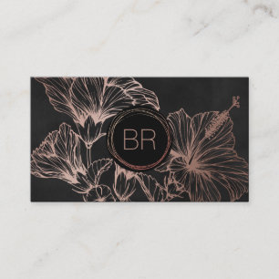 Chic Roos Gold Floral Monogram Visitekaartje