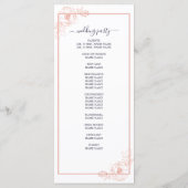 Chic Roos Gold Floral omlijnd marinesblauwe bruilo Programma (Achterkant)