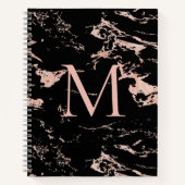 Chic Roos Gold Foil Black Marble Monogram Notitieboek (Voorkant)