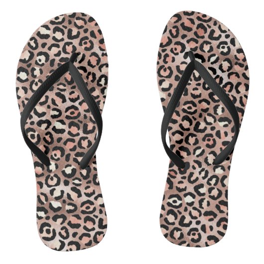 Chic Roos Gold Foil Leopard Print Teenslippers (Voetbed)