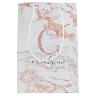 Chic Roos Gold Foil marble Monogram Medium Cadeauzakje