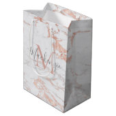 Chic Roos Gold Foil marble Monogram Medium Cadeauzakje (Achterkant Gekanteld)