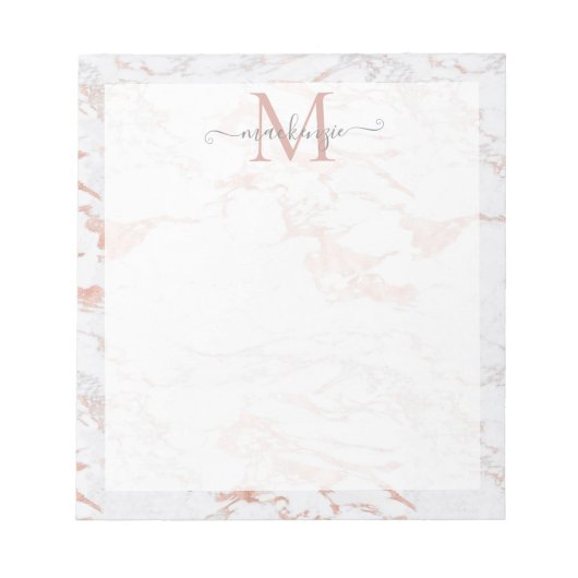Chic Roos Gold Foil marble Monogram Notitieblok (Voorkant)