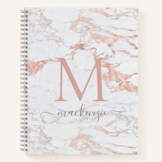 Chic Roos Gold Foil marble Monogram Notitieboek (Voorkant)