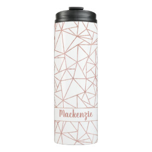 Chic Roos Gold Folie Geometrische naam of Monogram Thermosbeker